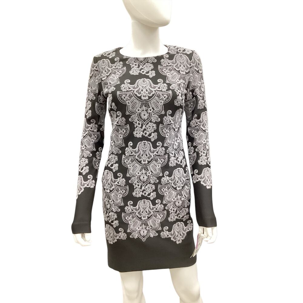 NWT Nicole Miller Artelier Dress Women’s SZ 2 Long Sleeve Knee Length Black&Gray